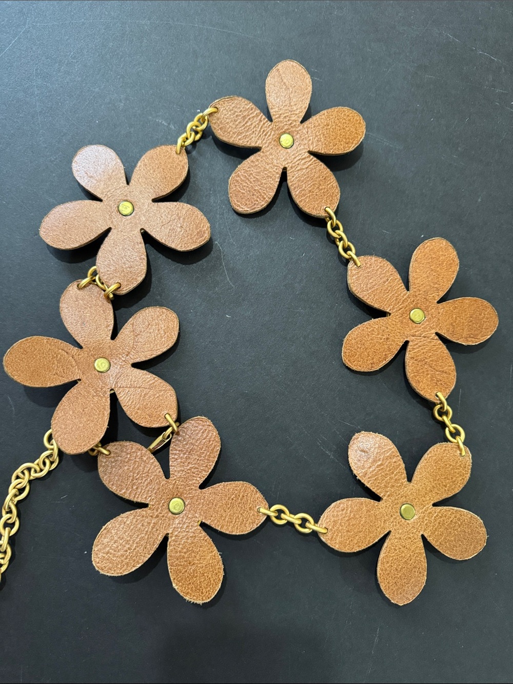 Vintage Leather Flower Belt - Picture 12 of 17
